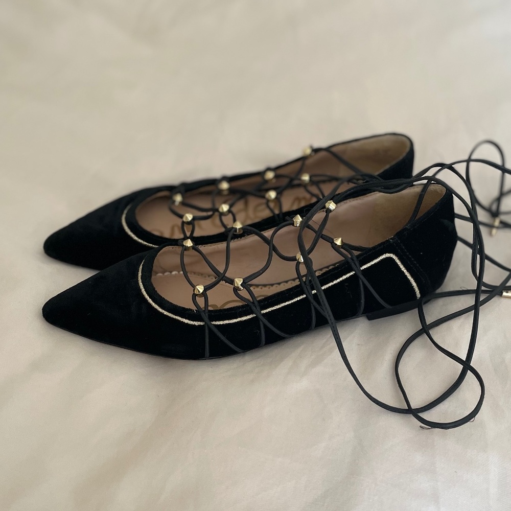 Sam Edelman Velvet Lace Up Flats